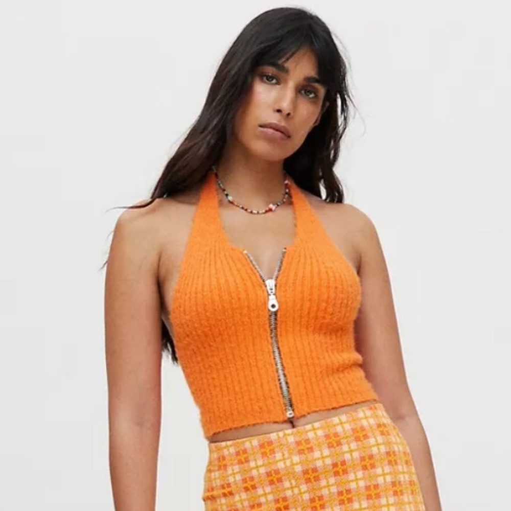 NWT The Ragged Priest Bug Fuzzy Halter Top in Orange